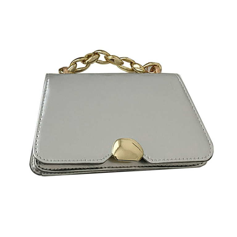Solid Color Pu Leather Shoulder Bag With Chain Decoration For Women