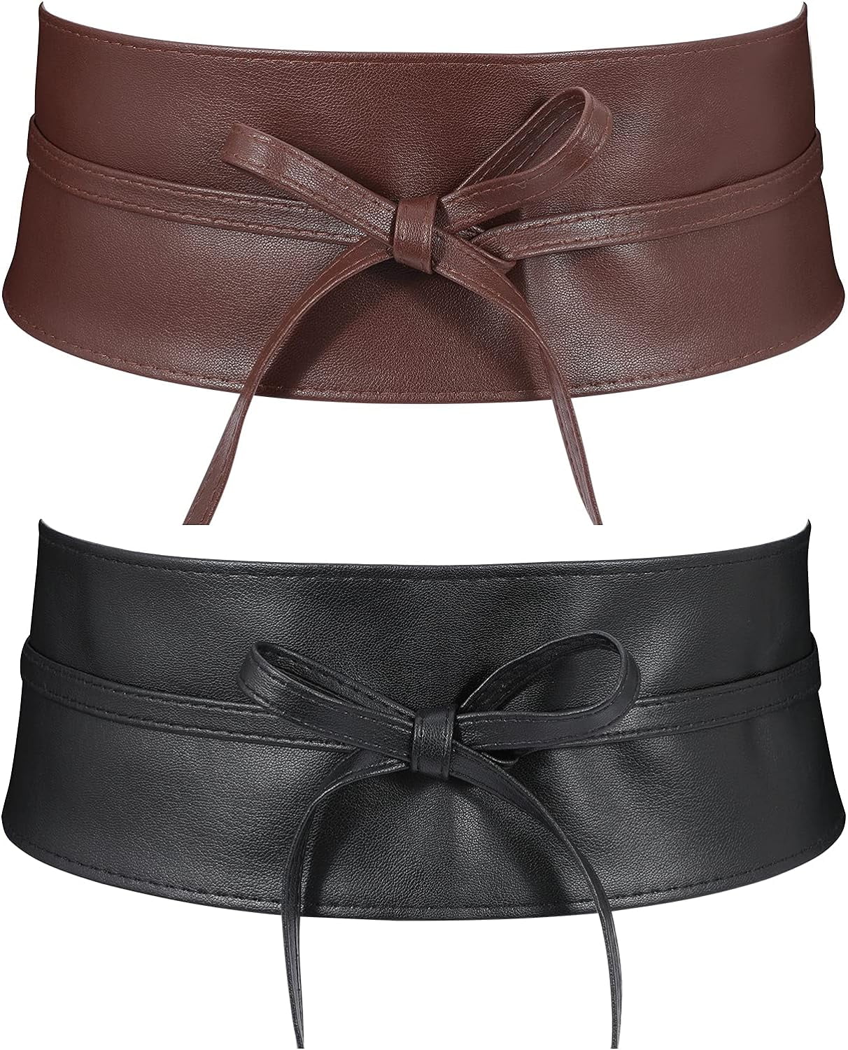 Women Faux Leather Obi Belt, Wide Wrap Retro Waist Belt for 