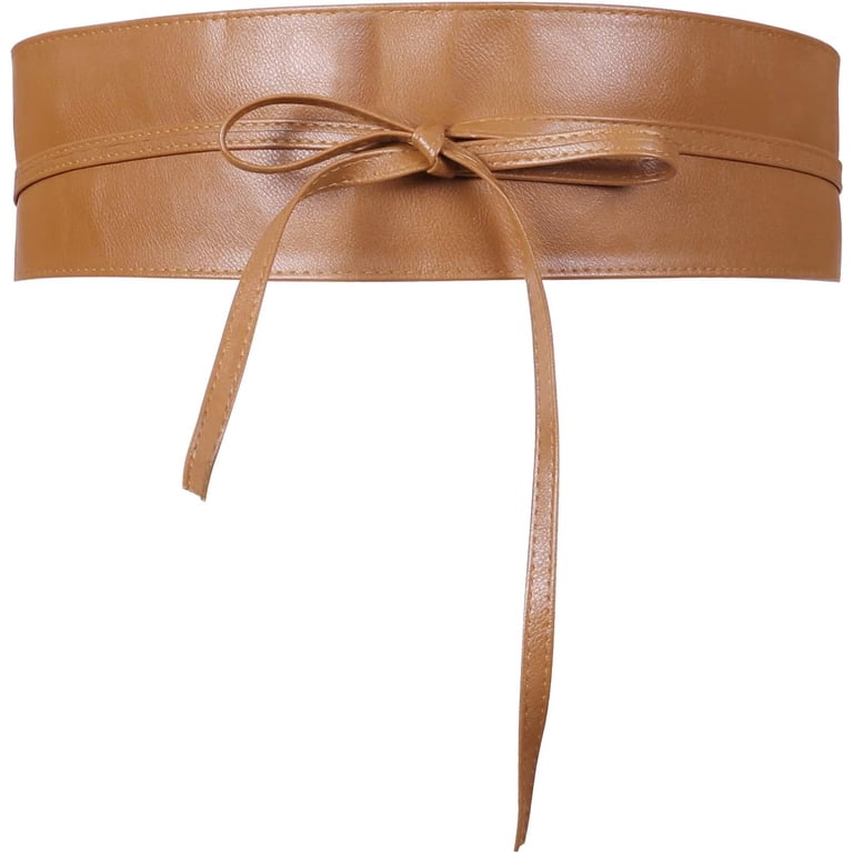 Women Faux Leather Obi Belt, Wide Wrap Retro Waist Belt for 