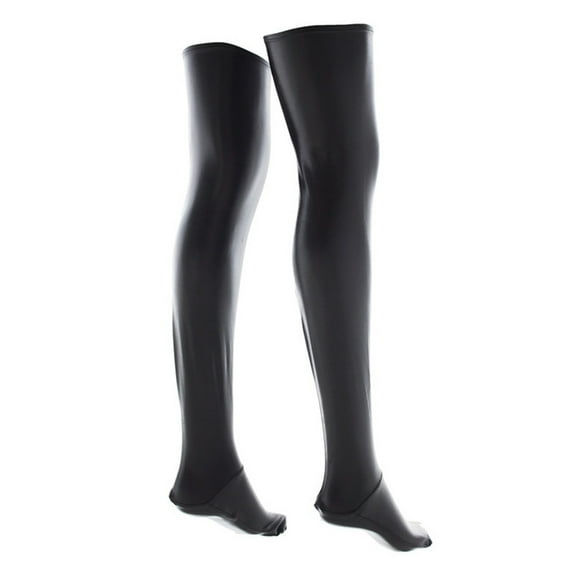 Women Faux Leather Over the Knee Socks Metallic Wet Look Glossy Thigh High Long Stockings for Parties Lingerie Hosiery