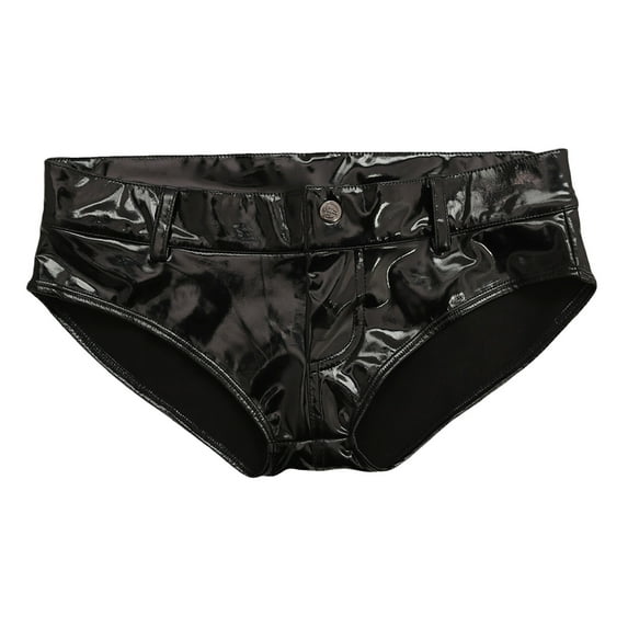 Women Faux Leather Skinny Shorts Raves Dance Parties Bottoms Low Waist Shining Glossy Wetlook Booty Shorts Hot Pant