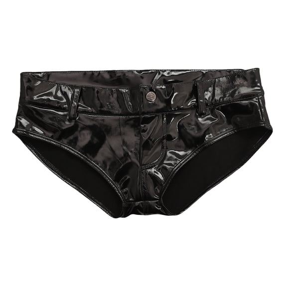 Women Faux Leather Skinny Shorts Raves Dance Parties Bottoms Low Waist Shining Glossy Wetlook Booty Shorts Hot Pant