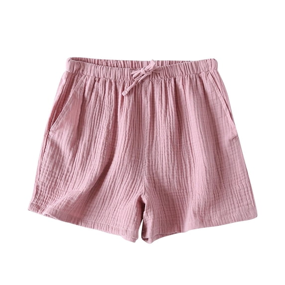 Women Faux Linen Shorts 3" Loose Elastic Waist Drawstring Shorts Summer Casual Workout Bottoms