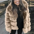 thumbnail image 1 of Women Faux Mink Winter Hooded New Faux Jacket Warm Thick Outerwear with Fox Fur Trim, in Khaki, Size M, 1 of 4