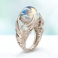 thumbnail image 1 of Women Faux Moonstone Rhinestone Inlaid Wing Finger Ring Wedding Jewelry Gift-US 6,White Gold, 1 of 5