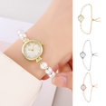 thumbnail image 1 of Women Faux Pearl Bracelet Watch Adjustable Strap Round Rhinestone Dial Ladies Casual Formal Dress Quartz Wristwatch Fashion Jewelry Accessory, 1 of 8