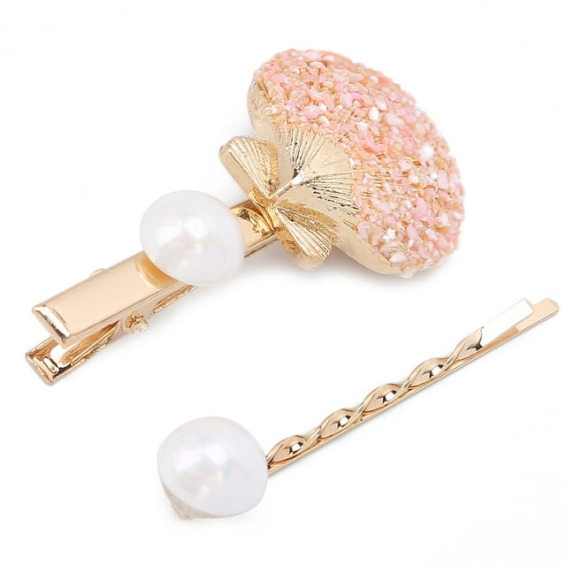 Women Faux Pearl ShellShaped Hair Clip Metal Girls Exquisite