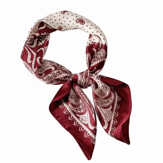 Women Silk Scarf Knot Wrap Versatile Styling Accessory,Red,One Size