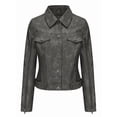 thumbnail image 1 of Women Faux Suede Leather Jacket & Coat Button Down Short Moto Jackets Crop Collared Motorcycle Jacket Gray L, 1 of 8