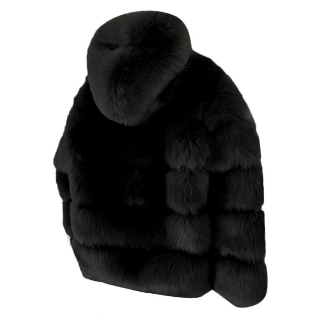 Women Faux Winter Hooded New Faux Fur Jacket Warm Thick Outerwear ...