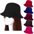 thumbnail image 1 of Women Faux Wool Church Cloche Hat Lady Vintage Bowler Hat Bucket Hat with Bowknot, 1 of 7