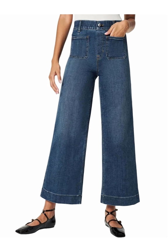 Women Favorite Tummy Control Jeans High Waisted Straight Ankle Stretch Wide-Leg Flared Jeans with Patch Pocket Blue XL