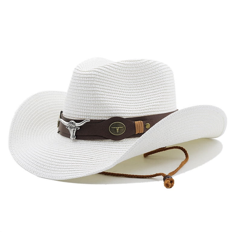 Women Fedora Straw Cowboy Hat Western Cowgirl Hats Wide Brim  display picture 1