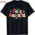 thumbnail image 1 of Women Feliz Navidad Graphic Cotton T Shirt Casual Comfortable Short Sleeve Round Neck Top Black S-5XL, 1 of 5
