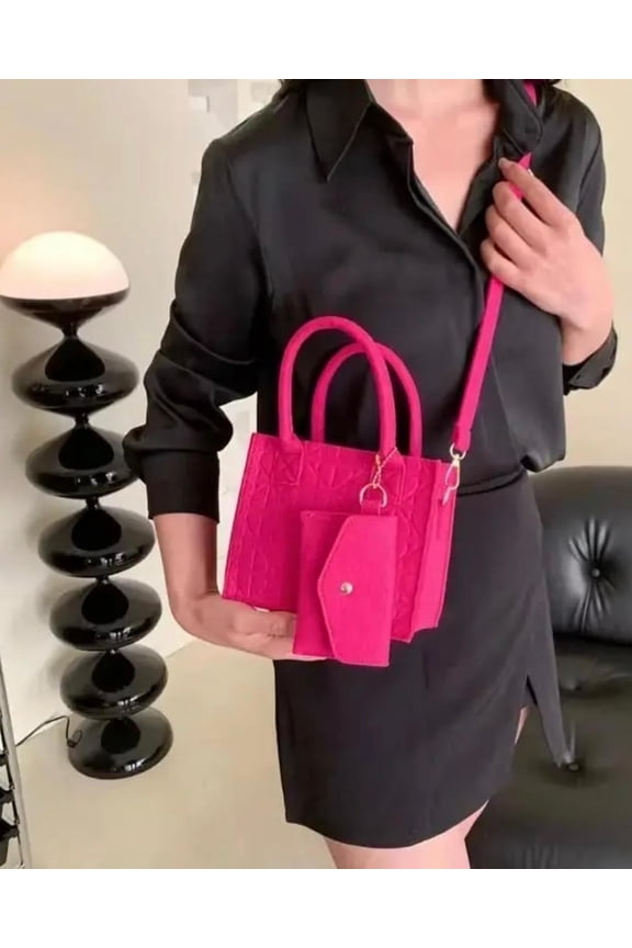 Women's Felt Tote Bag, Pink, 1-Piece Purse