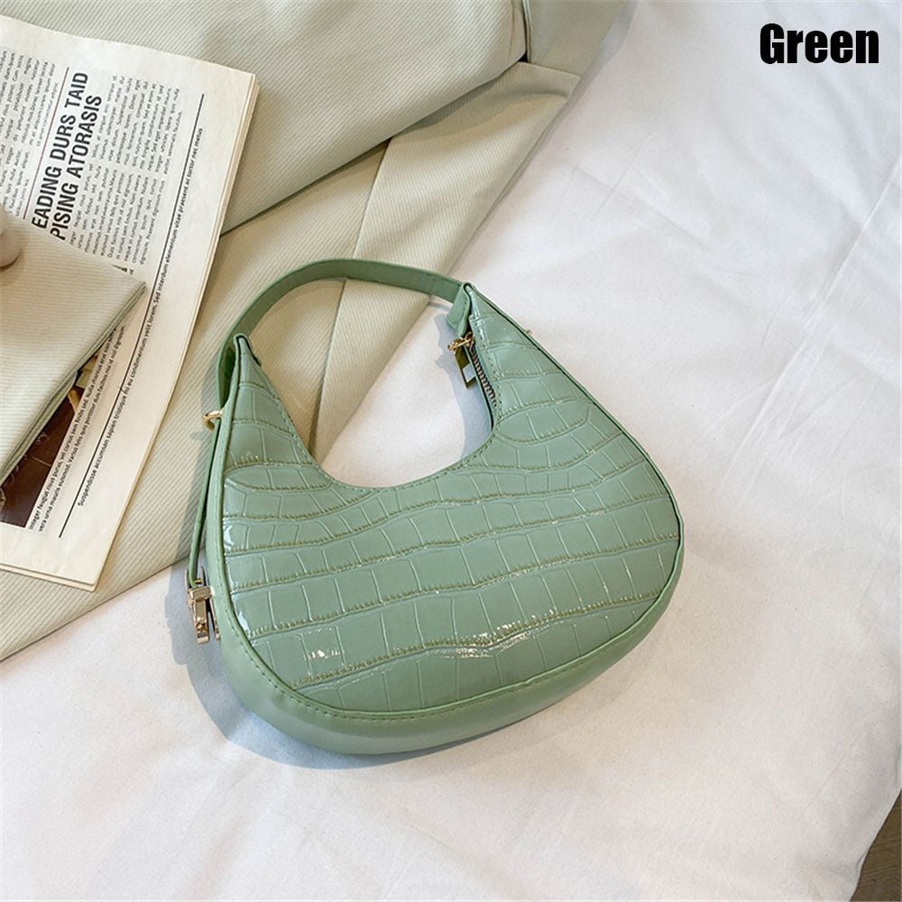 Women Female Cute Simple PU Handbags Shoulder Bag Underarm Bags Purses GREEN