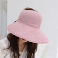 thumbnail image 1 of Women Female New Foldable Hollow Top Bowknot UV Protect UV Protection Cap Sun Hat Panama Hat Straw Hat PINK, 1 of 1