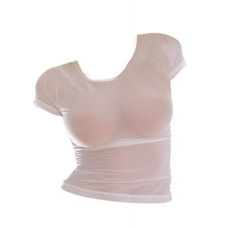 Women Female Sexy Sheer See-Through Gauze Crop Tops White Transparent  Temptation Erotic T-shirt