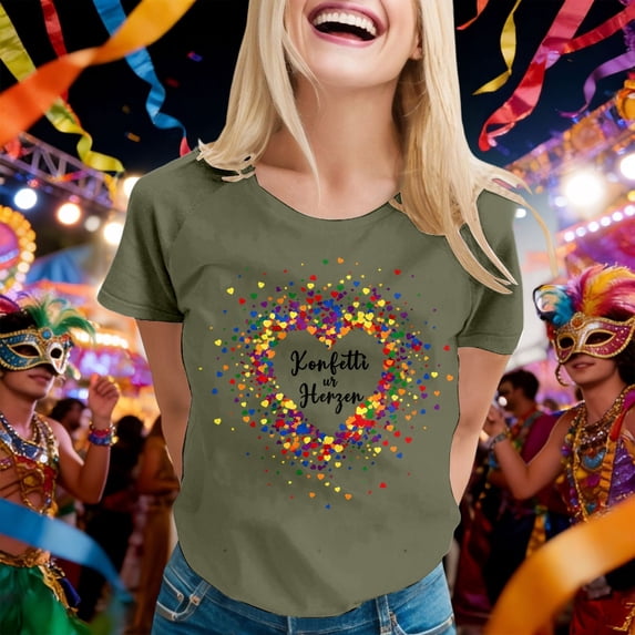 Women Festival Carnival Tops Casual Crew Neck Y2K T Shirts Short Sleeve Graphic Print Basic Spring Tees