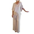 thumbnail image 1 of Women Festive 2 Piece Pants Suit - Shirt & High Waist Pants, Polyester, Elegant Evening/Party Wear, Plus Size, Mother of Bride Outfit, S-XXXL, 1 of 5