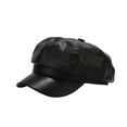 thumbnail image 1 of Women Fiddler Cap Newsboy Hat PU Leather Visor Beret Cap Paperboy Gatsby Hat 82# Black Free, 1 of 2