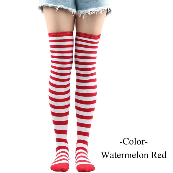 Christmas Stockings Women Fine Striped Thigh High Stockings Over Knee High Socks Halloween Festival high long Socks Leg Warmers For Women
