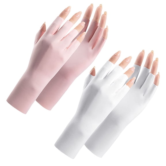 Women Fingerless Gloves Summer UV Protection Gloves Cool Ice Silk Gloves Sun Block Driving Gloves Unisex