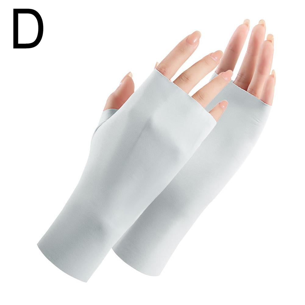 Women Fingerless Gloves Summer UV Protection Gloves Ice Silk Sun Block ...