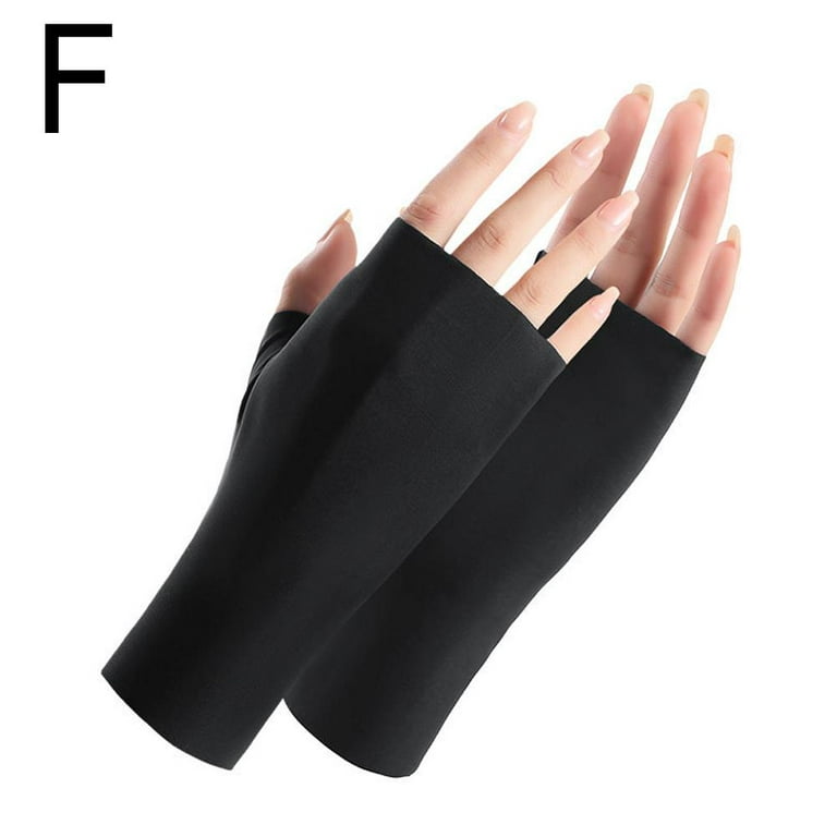 Women Fingerless Gloves Summer UV Protection Gloves Ice Silk Sun Block  Driving Y9J3 