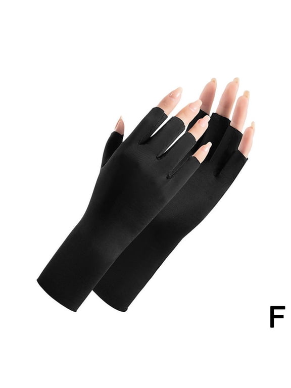 Women Fingerless Gloves Summer UV Protection Gloves Cool Ice Silk Gloves Sun Block Driving Gloves