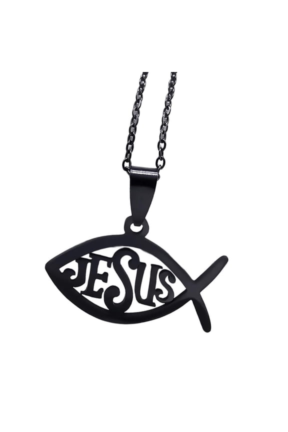 Women Fish Necklace Christian Ichthys Pendant Necklace Chain Necklace 50cm Stainless Steel Texture Suitable for Daily