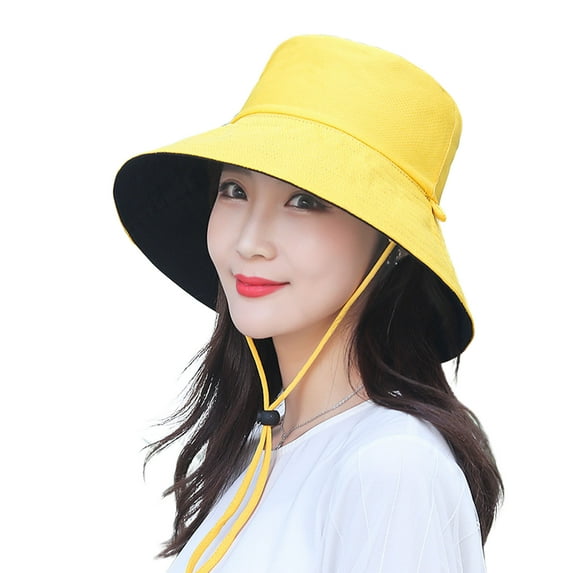 Women Fisherman Hat Round Shape Flat Top Solid Color Sunscreen Anti-UV Summer Hat Outdoor Supply