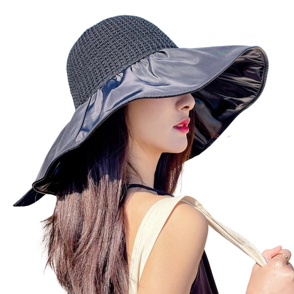 Women Fisherman Hat Solid Color Decorative Lightweight Vinyl Portable Hear Isolation Layer Hollow Out Big Brim UV Protection Women Beach Hat Outdoor Supply
