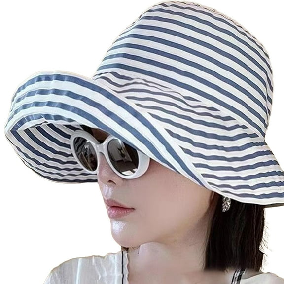Women Fisherman Hat Striped Print Wide Brim Summer Sunscreen Hat Neck Coverage Outdoor Adventure Fishing Hat