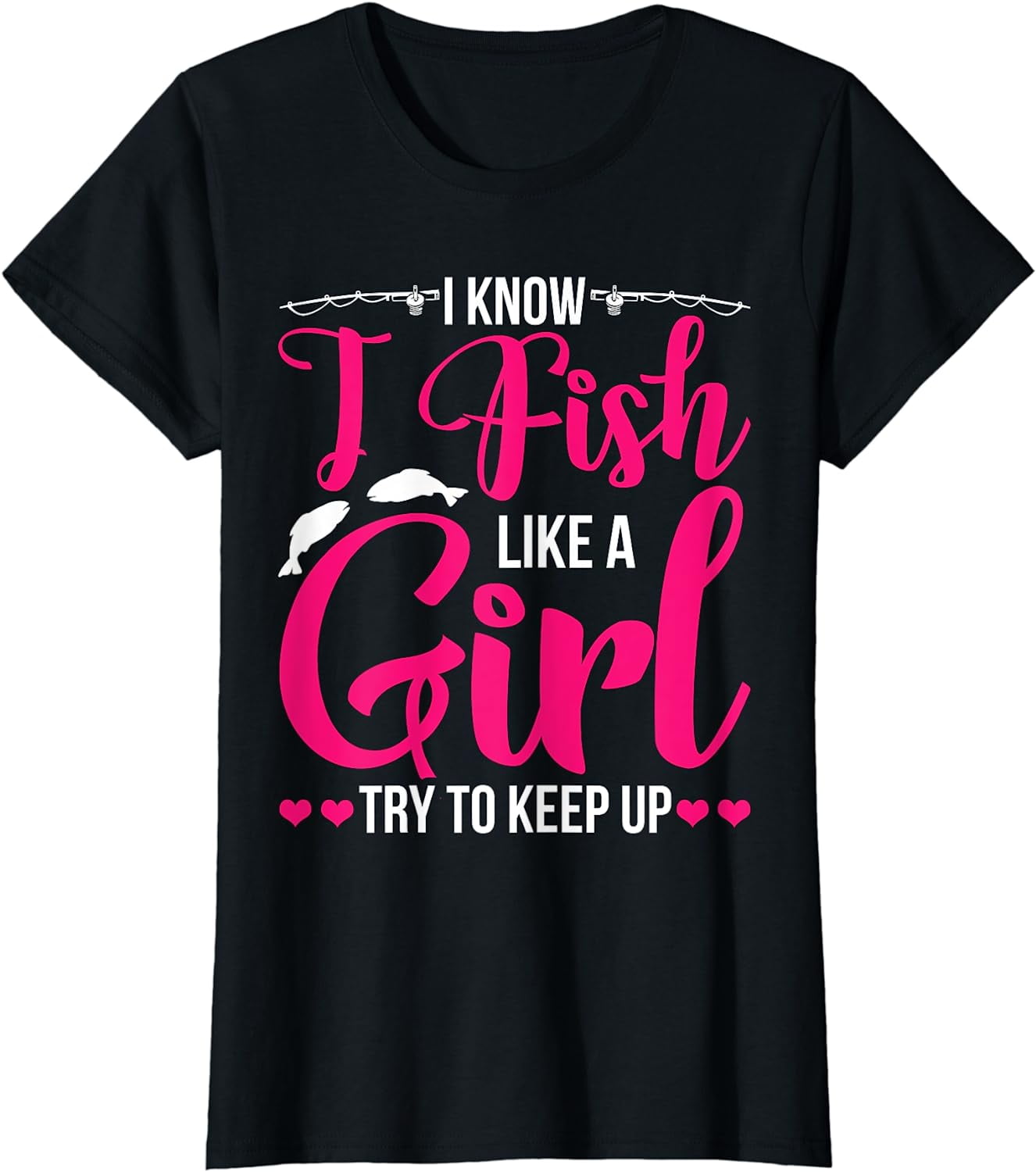 Women Fishing Shirt for Girls Fish Bass Fishing TShirt Black 3XLarge