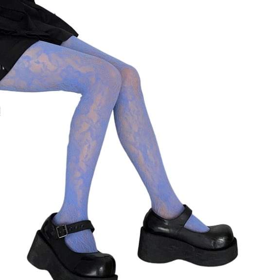 Women Fishnet Pantyhose Multicolor Floral Patterned Mesh