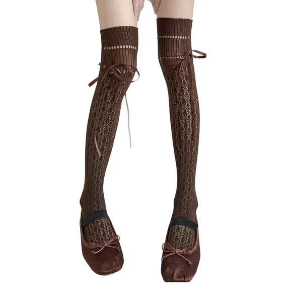 Women Fishnets Stockings Laced Up Thigh Highs Stockings Tights Pantyhose Sweet Over the Knee Socks Antis skidding Socks