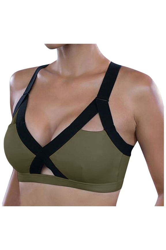 Women Fitness High- Yoga Bra with Back Design and Built-In Pocket for Phone and Comfort Support Green S