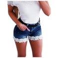 thumbnail image 1 of Women Fitness Skinny Shorts 2022 New Women Slim Was Thin Elasticity Lace With Zipper Denim Shorts, 1 of 9