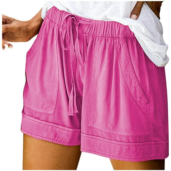 Women Fitness Skinny Shorts 2022 New Womens Comfy Drawstring Splice Casual Elastic Waist Pocketed Loose Shorts Pants