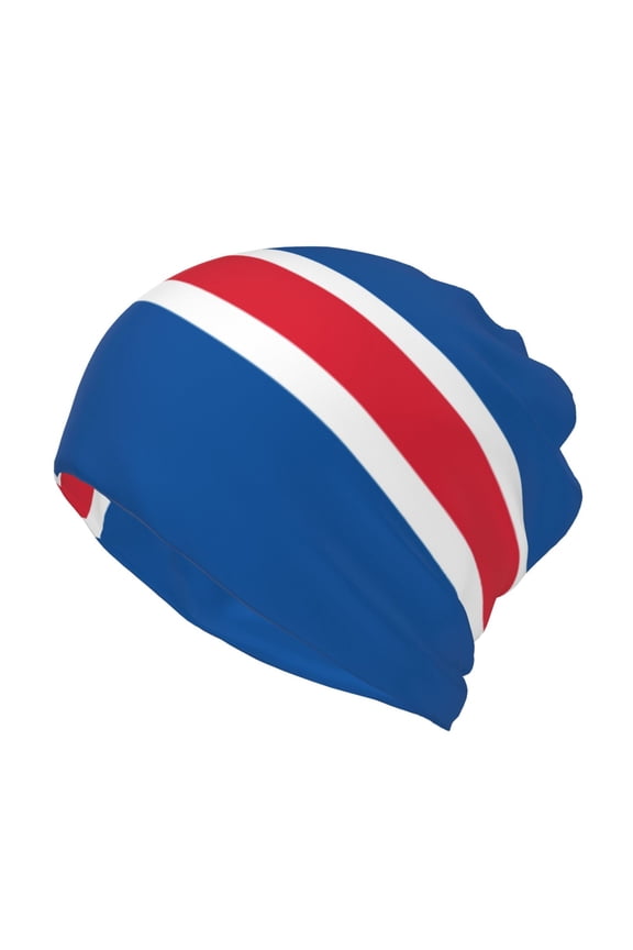Women Flag Of Iceland Slouchy Beanie Hat Stretch Turban Hats Headwear Caps Baggy Skull Sleep Scarf