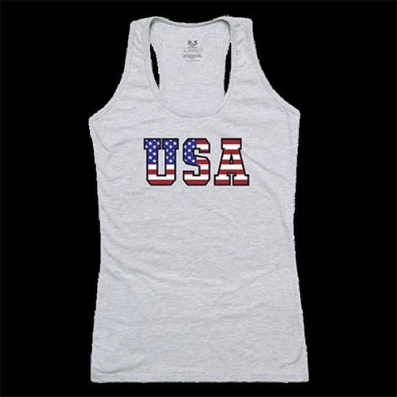 Women Flag Text 2 Graphic Tank Top, Heather Grey - Extra Large