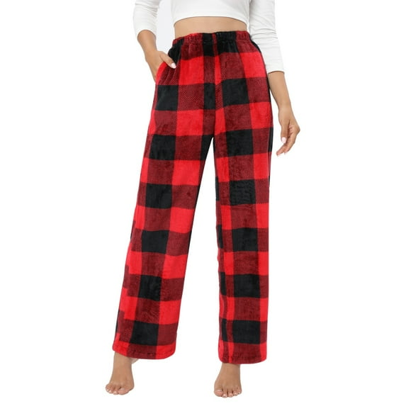 Women Flannel Pajama Pants Plaid Sleep Lounge PJ Bottoms