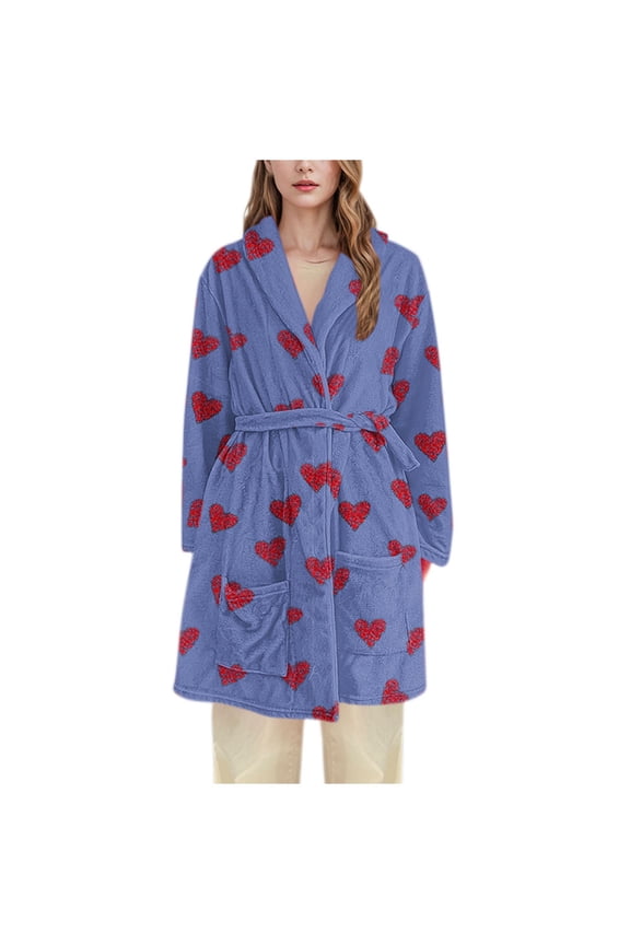 Women Flannels Bathrobe Fleece Robe Thicken Warm Pajama Fall Winter Nightgown Shaggy PJs Belt Comfywear Plus Homewear Open Front Bathrobes Wool Warm Sleepwear Spa Clothing