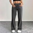 thumbnail image 1 of Women Flare Leggings Drawstring High Rise Flared Yoga Pants Soft Lounge Wide Leg Sweatpants Bell Bottom Trousers Black L, 1 of 6