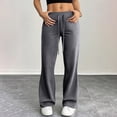 thumbnail image 1 of Women Flare Leggings Drawstring High Rise Flared Yoga Pants Soft Lounge Wide Leg Sweatpants Bell Bottom Trousers Gray 2XL, 1 of 6