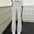 thumbnail image 1 of Women Flare Leggings Ribbed Knit Pants High-Waisted Casual Loungewear Pants Stretchy Comfy Trousers with Pockets Gray S, 1 of 6