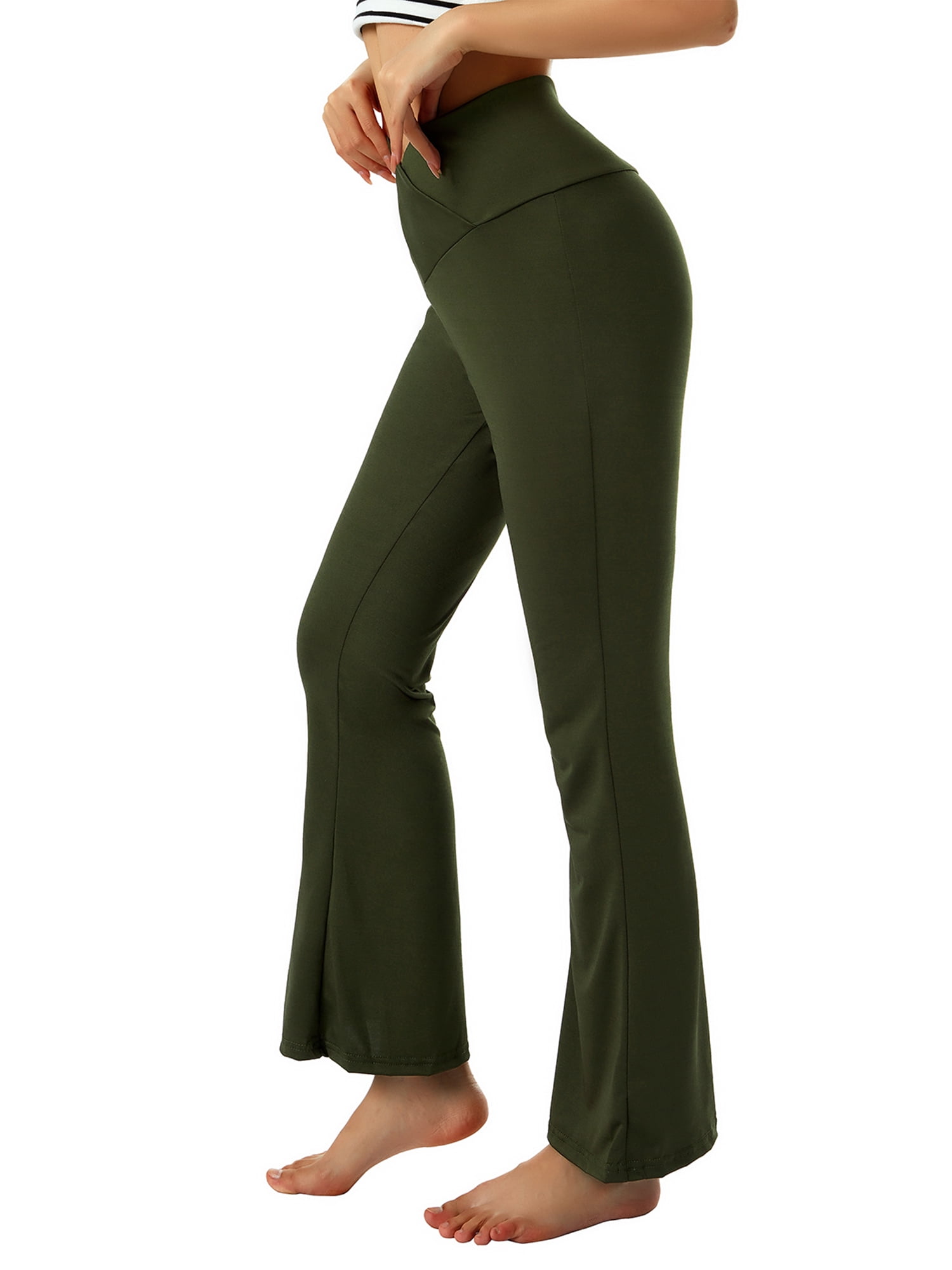Ersazi Clearance Girls Leggings Fashion Casual Women Solid Span Ladies High  Waist Stretchy Wide Leg Trousers Yoga Pants Full Length Gym Pants Maternity  Leggings Over The Belly 3- Green M 