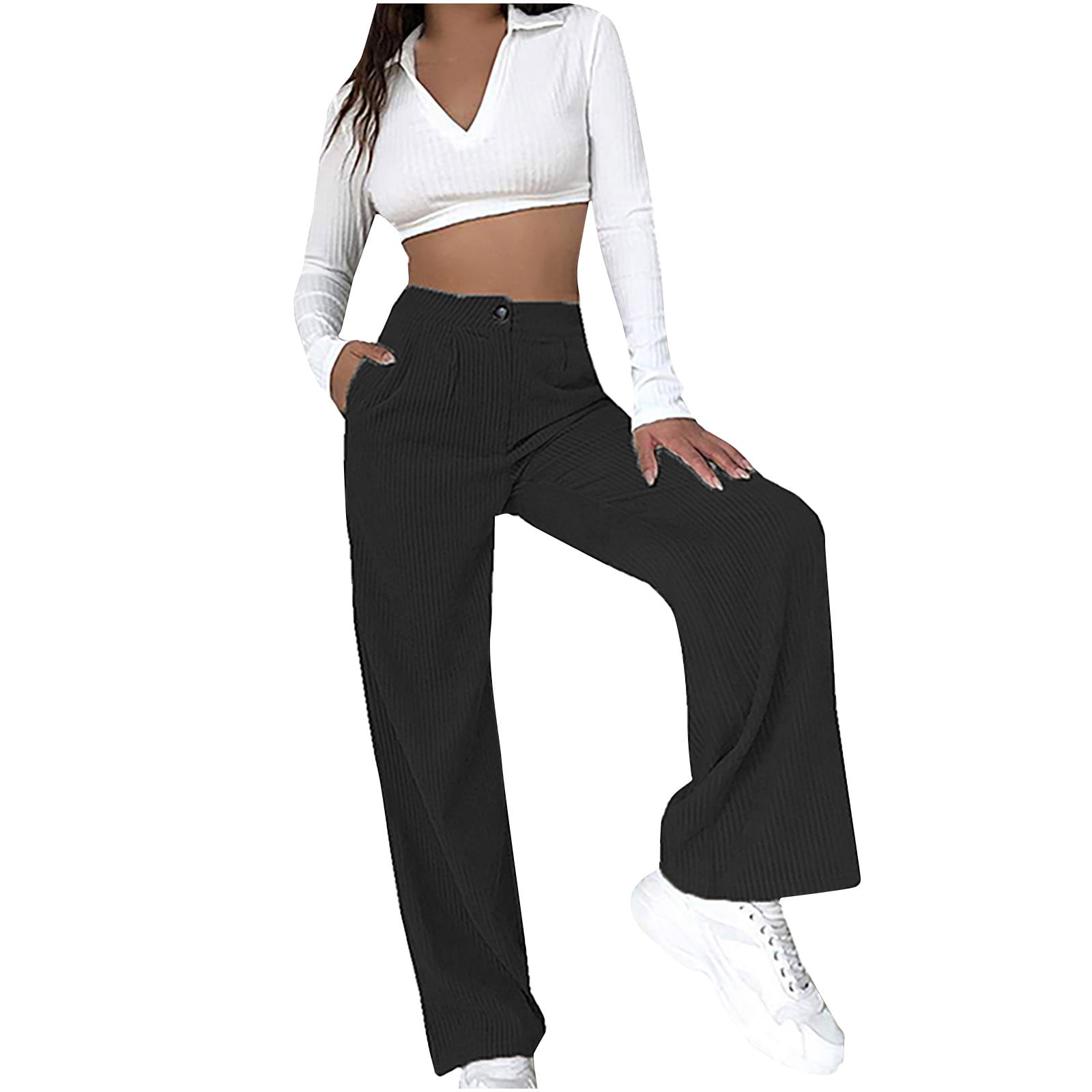 Women Flare Pants High Waisted Leggings Joggings Baggy Cargo