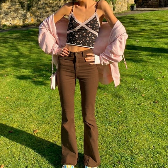 Women Flare Pants Vintage Streetwear Mid Waist Denim Cute Jean Trousers Sweatpan Straight Jean Women 20w Womens Pants Pants for Women Size 20 Jag Cords Womens Clothes Size 9 Pants Jean Pants for Women